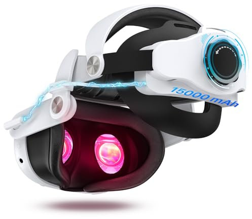 Adicop Cinturino Elite per Testa Compatibile con Quest 3S/ Quest 3, Batteria 15000 mAh Tempo di Riproduzione Prolungato, Fascia Regolabile Carica Rapida, Supporto Equilibrio in VR