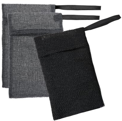COMNICO 3PCS Soap Bag Nylon Exfoliating Soap Saver Pocket Mesh Bar Soap Foam Lather Pouch Drying Soap Holder Body Scrubber Rough Sponge Exfoliator for Bath Shower