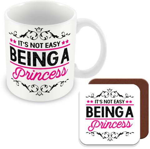 MUGGZ Mug & Coaster Gift for Princess - It's Not Easy Being A Princess - Giftset - Made in The UK