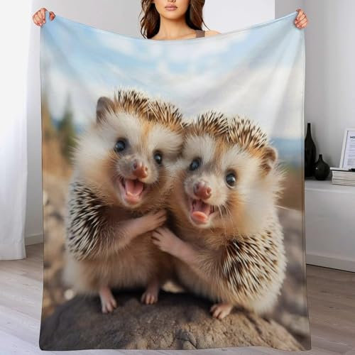 Igel Flannel Fleece Wohndecken Kuscheldecken, Superweiche, Flauschige, Warme Mikrofaser Decke Für Schlafcouch, （180×200cm）