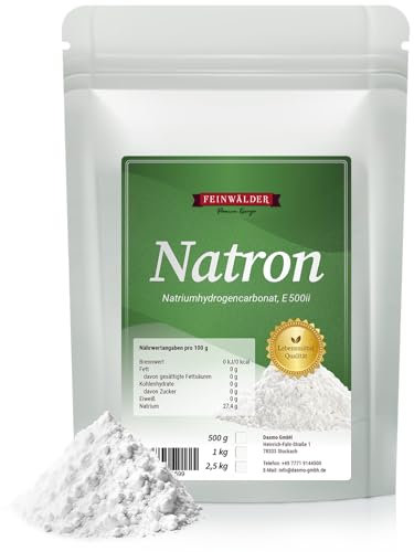 Feinwälder Natron Pulver 1kg I Baking Soda & Backnatron I Deutsche Abfüllung I Lebensmittelqualität I Vielseitig für Backen & Haushalt I Wiederverschließbare Tüte I Backpulver