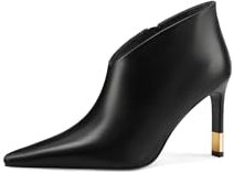 QUEEN HELENA K3501 Stiefeletten mit spitzem Absatz für Damen, Schwarz Pu, 38 EU