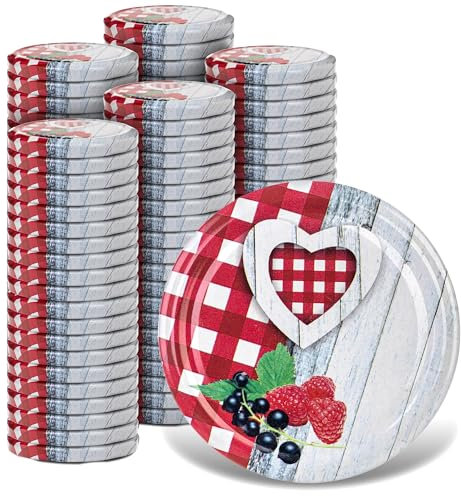 Kadax Lot de 100 couvercles à visser Diamètre : 82 mm En métal Avec 6 dents d'encliquetage Couvercle de rechange pour bocaux à conserve Style rustique