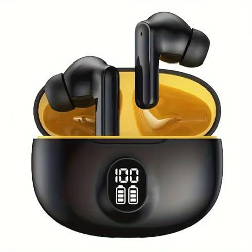 Wireless Bluetooth 5.3 Earbuds with Noise Cancellation, HiFi Stereo, Deep Bass, 60HR Playtime, Type C Fast Charging Case (Black)