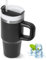 ZAKVOP Taza Termo cafe para Llevar, Taza Termica 410ml con Tapa y Pajitas, Vaso Termico con Asa, Tumbler para Frío y Caliente, Travel Mug (Negro)
