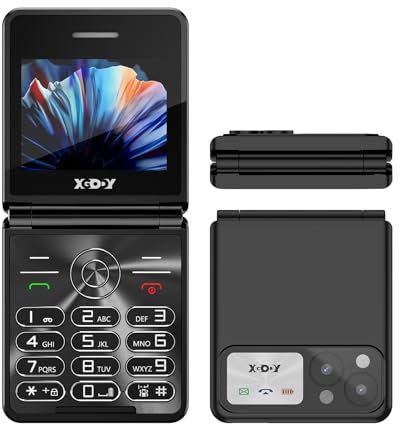 XGODY S200 Large Button Folding Mobile Phone without Contract for Seniors, Easy to Use GSM Mobile Phone, 1300 mAh Battery, Type-C Port, Dual SIM, 2.4 Inch Colour Display, FM Radio, Bluetooth Black