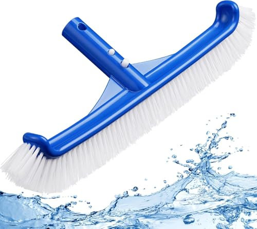 Brosse de Piscine, 43cm Piscine Tête de Brosse, Brosse de Nettoyage pour Piscine, avec Extrémité courbée Clip EZ Poils en Nylon, pour Piscine Carrelages, Sols, Murs
