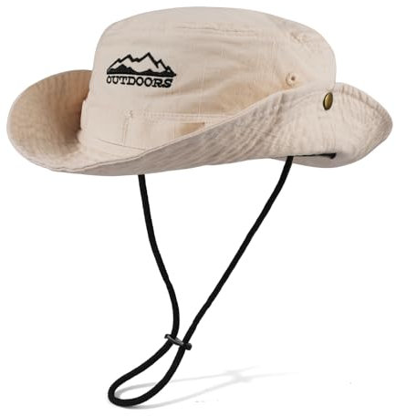 TAGVO Sonnenhut UV-Schutz für Herren Damen, Klassischer Gewaschener Faltbarer 100% Baumwoll-Anglerhut, Fischerhut mit Verstellbarer Kinnriemen, Outdoor-Hut für Gartenarbeit Camping Jagen Wandern
