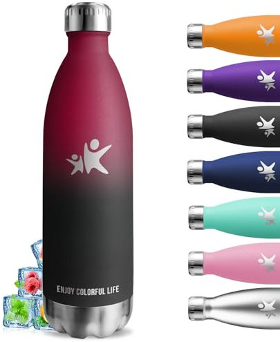 Botella Agua Acero Inoxidable, 1 litro Botella Termica, sin BPA, Cantimplora Acero Inoxidable, Aislamiento al Vacío, Botella Aluminio, A Prueba de Fugas, Botella Agua para Senderismo, Cámping, Correr