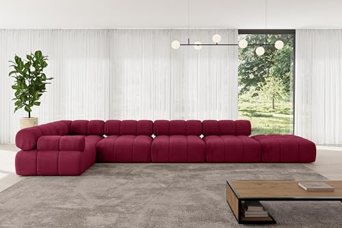 ALTDECOR Modulares Sofa Ecksofa in L-Form Corner modular Sofa Eckcouch Couch Wohnlandschaft Cauchsofa Polstersofa Felto-L3-475x190x70 cm Bordeauxrot