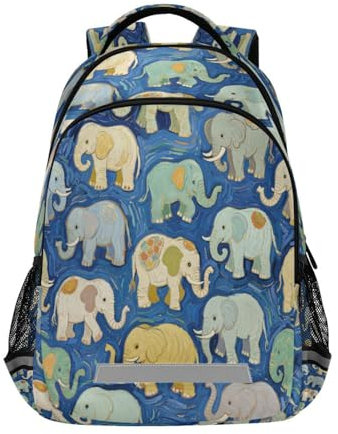 EtherSpher Rucksack mit blauem Elefant, für Kinder, Jungen, mit Brustclip, Büchertaschen für 6. Klasse, Jungen, Mädchen, mochilas escolares para ni?os de 10 a?os