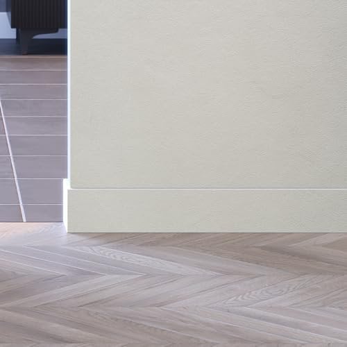 Porte Italiane, Zócalo pasacables de HDF, resistente al agua, ideal para suelos laminados, cerámica y resina, precio por metro lineal, medida 12 x 90 mm (efecto cemento)