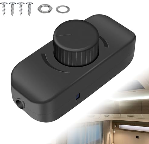 Riisoyu Variateur de Lumiere LED, 12-24 V Variateur pour lampes LED variateur Rotatif Dimmer Interrupteurs et Variateurs d'intensité Pour lampe led et halogène à intensité variable