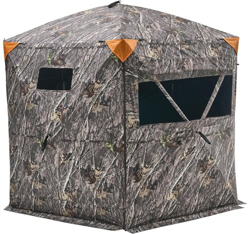 VEVOR Hunting Blind, 6-7 Person Ground Blinds with Carrying Bag, Portable Camouflage Tent, Reinforced Durable Concealed Shelter with Silent Zipper Door and Window, for Turkey and Deer