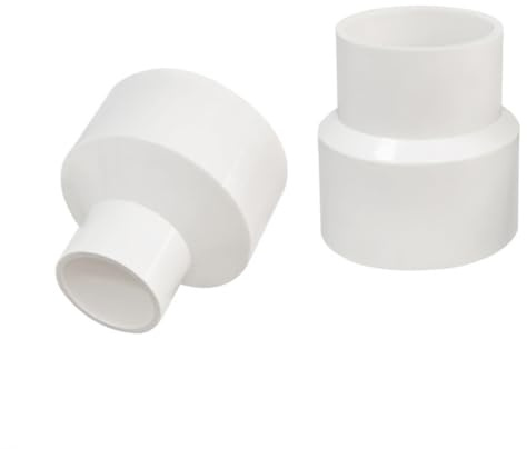 2 Pcs 50mm to 20mm Round Ducting Reducer, PVC/ABS/PP Duct Adaptor with Optional Clamps, Universal Connector for Tumble Dryer, Extractor Fan, Cooker Hood, Hydroponics - White