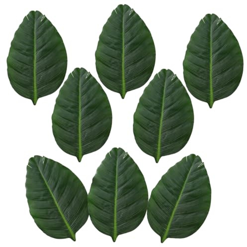 Cabilock Lot de 8 Sets de Table en Forme de Feuilles Tropicales Artificielles, Décor Hawaïen, Résistants la Chaleur, Coussins de Table Décoratifs pour Fête, Cuisine et Maison, Napperons
