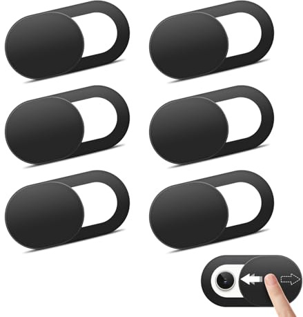 Wanme Tapa Camara Portatil, Thin Webcam Cover Movil de 0,6mm, para MacBook Pro, iPad, Portátiles, Tablets y Móviles etc (Negro 6 Piezas)
