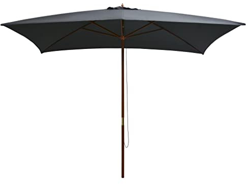 Todiikf Sonnenschirm mit Holz-Mast 200x300 cm Terrakotta-Rot – Eleganter Gartenschirm aus Bambus und Hartholz, Rechteckiger Terrassenschirm mit Seilzugsystem für Garten, Balkon und Terrasse