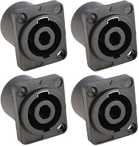 4x ADAM HALL - Connectors K4PSM4BLK Einbaubuchse 4 polig - SPKn speakON Lautsprechereinbaubuchse Einbaustecker