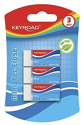 Keyroad KR971023 Universal-Radiergummi/Technischer Radierer für Bleistift und Buntstift/ 3 Stück/für Bleistift und Buntstift/aus Kautschuk/Farbe: Weiß