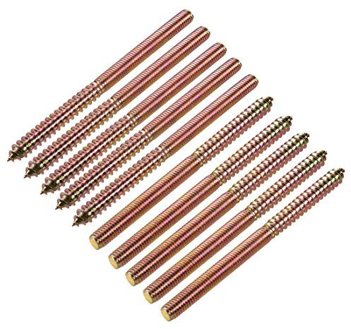 sourcing map M8 Stockschrauben, Länge 118 mm, Doppelkopfschrauben, selbstschneidende Schraube, 8 mm, Holzverbindung, Möbelbeine, 10 Stück