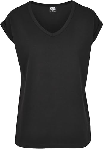 Urban Classics Damen Ladies Round V-Neck Extended Shoulder Tee