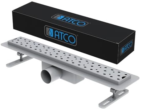 ATCO® Edelstahl Duschrinne Siphon Bodenablauf Ablaufrinne Duschablauf Abfluss Ablauf Duschablaufrinne Bodenebene Dusche Bad 80 cm