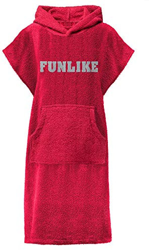 CelinaTex Funlike Poncho lang 80 x 110 cm Bordeaux Baumwolle Badeponcho Frottee Surfponcho Kapuzenhandtuch