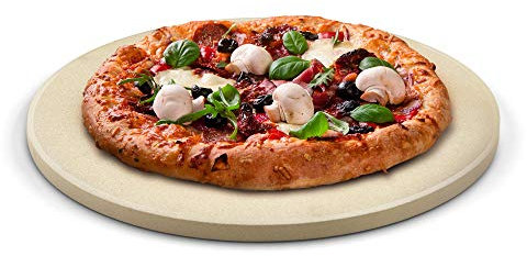 Cook N Home Pizza-Grill-Backstein mit Schaber, robuster Cordierit, 40,6 cm, runder Brotstein für Ofen und Grill, thermoschockbeständig, ideal zum Backen von goldener, knuspriger Krusten-Pizza