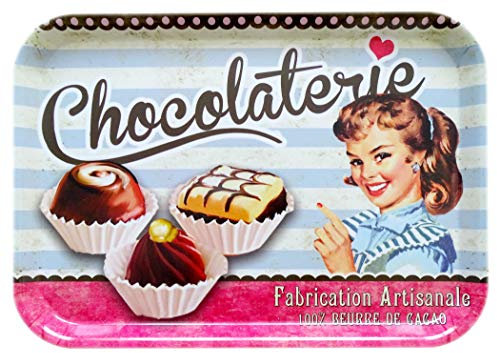 Lashuma Plateau rectangulaire mélaminé Plateau de Service de haute qualité Motif imprimé, Plastique, chocolat, 38 x 26 cm