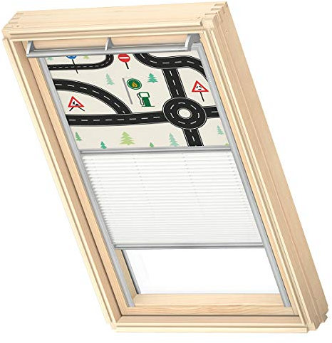 VELUX Original Dachfenster Duo Verdunkelungsrollo für PK06, Straßen, mit Grauer Führungsschiene