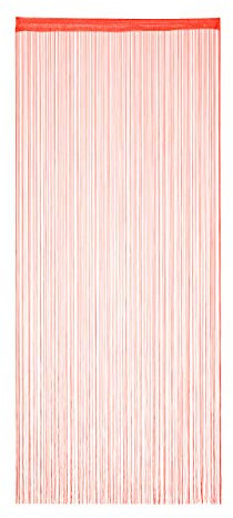 Relaxdays Fadenvorhang, 90x245 cm, Tunneldurchzug, kürzbar, Fadenstore für Türen & Fenster, Fadengardine, waschbar, rot