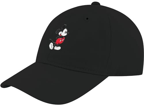 Concept One Unisex-Erwachsene Disney Mickey Mouse Embroidered Cotton Adjustable Dad Hat with Curved Brim Baseballkappe, Schwarz, Einheitsgröße