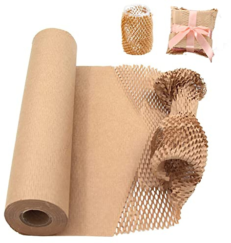 SENENQU 50M×40CM Papier Emballage Kraft en Nid d'abeille, Rouleau Papier Nid d'abeille Emballage Écologique Pour Déménager, Protection, Emballage des Cadeaux et Articles Fragiles