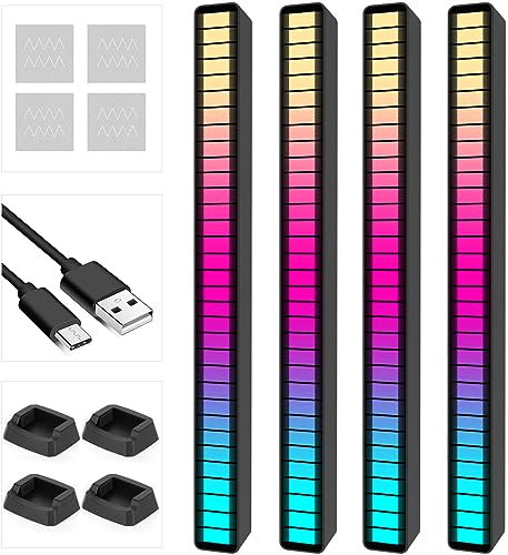 Soulpunk RGB Rechargeable Sound Control Light, Voice-Activated Pickup Music Rhythm Lights, Ambient Light, for Car, Gaming Room Decorations(4Pack)