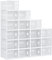 HOMCOM 18PCS Clear Shoe Box, Plastic Stackable Shoe Storage Box for UK/EU Size up to 12/46 with Magnetic Door for Women/Men, 28 x 36 x 21 cm