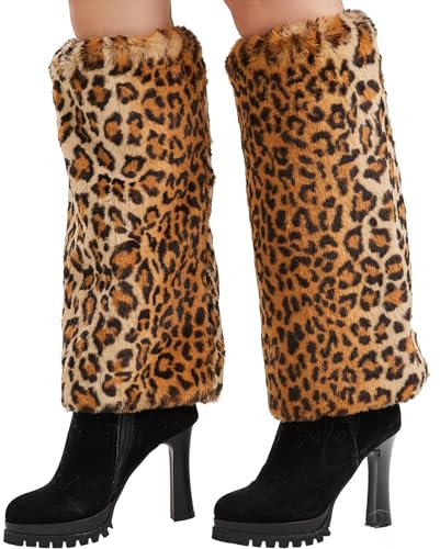Nanxson Damen Stulpen Lange Furry Fuzzy Beinwärmer Strümpfe Winter Warm Beinlinge Stulpe TTW0034 (Leopard)