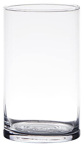 matches21 Zylinderförmige Glas Vase Glasvase klar Dekovase Dekoglas Kerzenglas Blumenvase 1 STK - Ø 9x15 cm