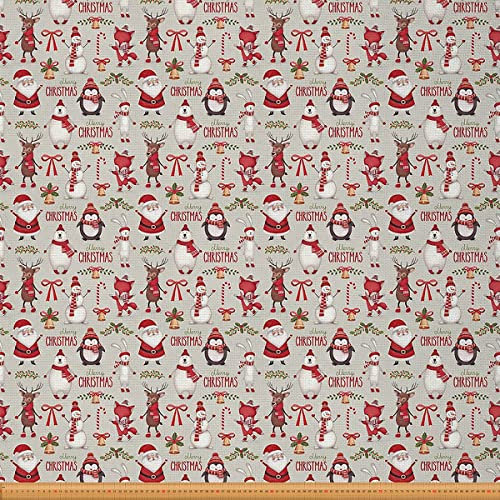 Weihnachtsstoff Meterware Weihnachtsmann Polsterstoff Glocke Hirschgeweih Pinguin Bär Zuckerstangen Dekorationsstoff Fuchs Kaninchen Tierwelt Innen Außenbereich Wasserdichter Stoff 92 x 150 (HxB)
