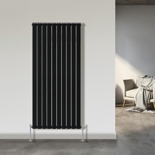 NRG 1800x680mm Vertical Radiator Black Double Flat Panel Designer Radiator | Central Heating Rad, Tall Radiator, Mild Steel, Wall Mounted, Double Panel, for Bathroom, Kitchen, Hallway, Bedroom, Hallway
