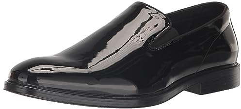 Nunn Bush Herren Centro Flex Plain Toe Slip on Formal Black Patent Loafer Slipper