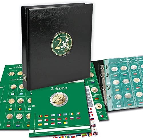 SAFE 7341-B5 (2022–2024) Premium-Münzenalbum „2 Euro“ – Exklusives Sammelalbum für europäische Gedenkmünzen – Mit Vordruck- & Münzblättern – Erweiterbar – Hochwertiger schwarzer Einband