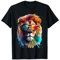 Löwen Safari T-Shirt mit Sonnenbrille - Unisex Erwachsene - Schwarz - S - Kurzarm - T-Shirt - Cooler Löwe mit Sonnenbrille