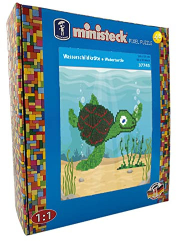 Ministeck 37745 - Mosaikbild Wasserschildkröte, ca. 26 x 33 cm große Steckplatte mit ca. 900 bunten Steinen, Steckspaß für Kinder ab 4 Jahren