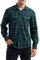 HISDERN Chemise en Flanelle à Carreaux décontractée à Manches Longues pour Hommes Chemises à Carreaux Tartan avec Bouton Bleu/Vert L
