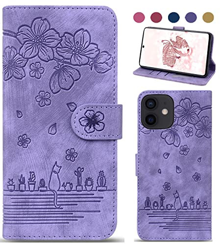 Bxithnr Handyhülle für iPhone 12/12 Pro, iPhone 12 Pro Hülle Leder Handy Tasche Klapphülle Brieftasche Magnetverschluss Flipcase Cover mit [Standfunction] [Kartenfach] für iPhone 12/12 Pro - Lila