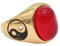 LAFATINA Yin und Yang Ringe Herren Damen Balance Yoga Meditation Siegelbänder Edelstahl Rot Stein Tai Chi Yin Yang Daumen Ringe