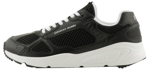 Armani Exchange Herren Bronx, PU Inserts, White Laces Sneaker, Black, 43 EU