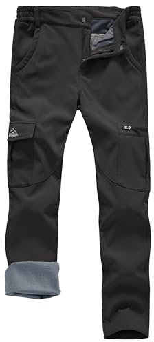 Rdruko Womens Waterproof Softshell Trouser Winter Warm Fleece Lined Hiking Trousers Ski Pants Black XL