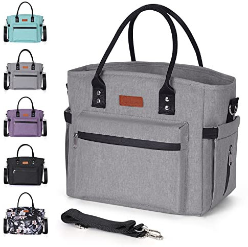 Jomddems Lonchera aislada para mujeres y hombres, lonchera a prueba de fugas con correa para el hombro, bolsa térmica grande para adultos, bolsa de almuerzo reutilizable para oficina, trabajo, picnic,